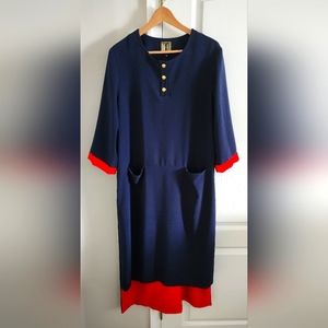 Linear Collection Drop Dress navy/red XL